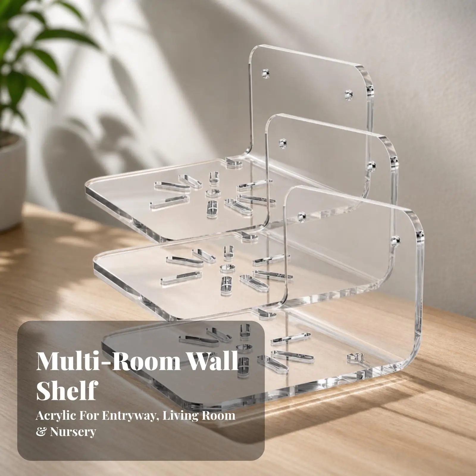 3 Pieces Acrylic Shelf Bracket Easy to Install Hardware Long-Lasting for Home