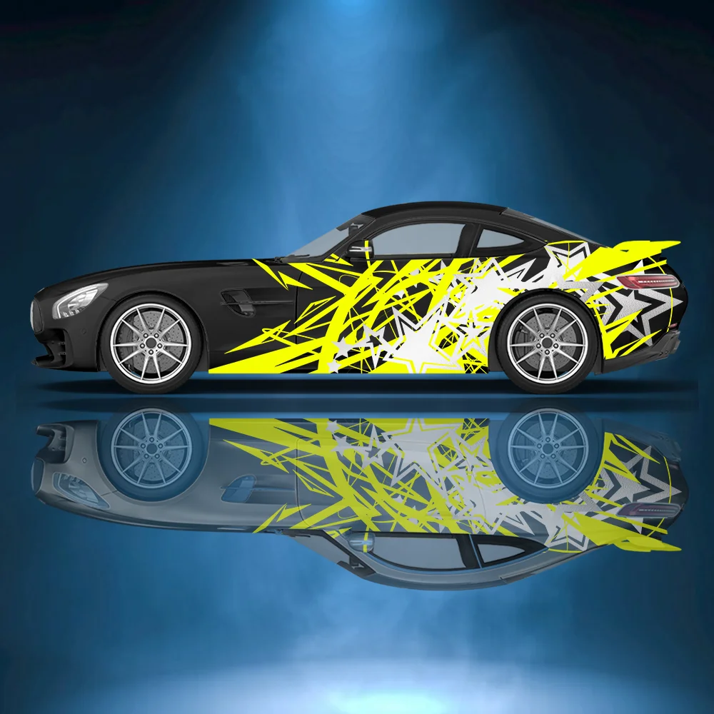 

Irregular Blocks Silver Pentagram Car Vinyl Wraps Decal Self-adhesive PVC Sticker Suitable for Trucks SUV Decor Auto Accessories