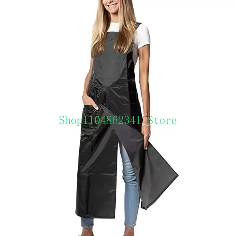 5ASD Volledige dekking aardewerk schort gesplitst been unisex schort met pocket schilderij schort