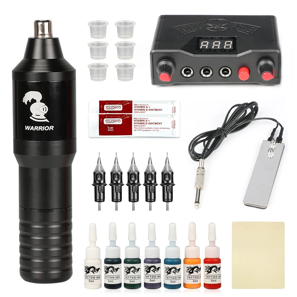 

Professional Tattoo Machine Kit Complete LCD Digital Screen Power Supply with Cartridge Needles Rotary Pen Set for Body Artist