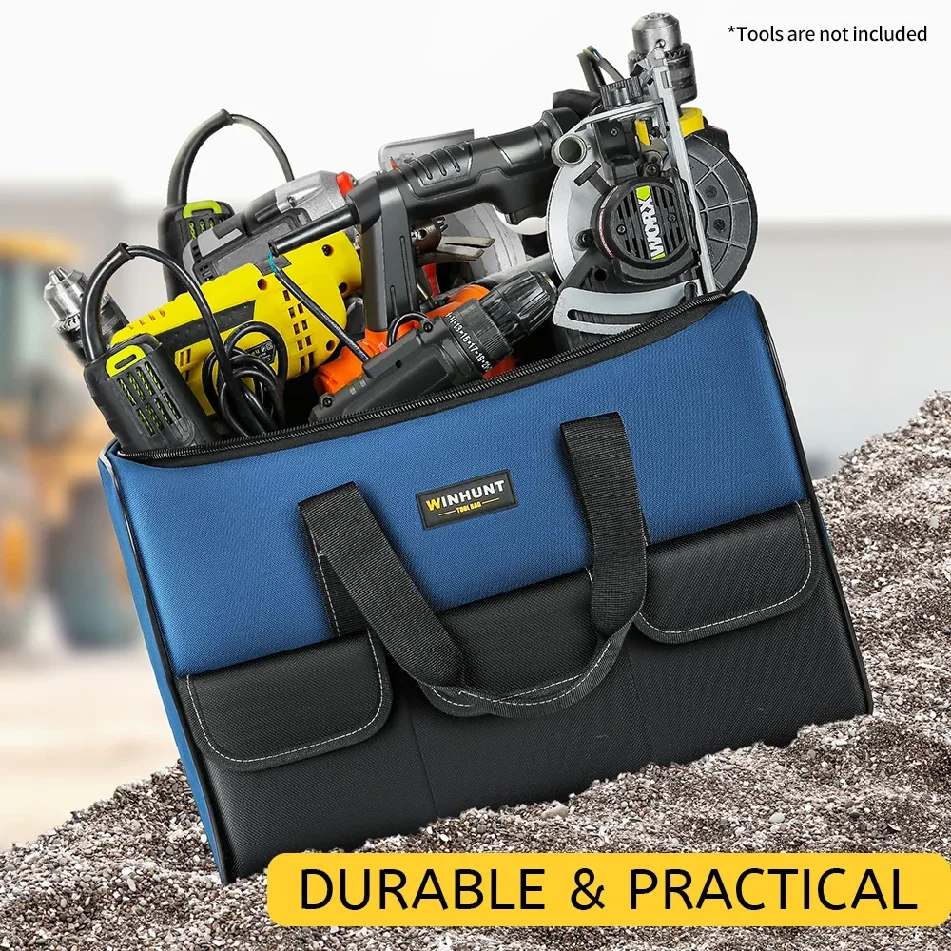 Heavy Duty New Square Tool Bag with 30% More Capacity Waterproof Multi Pockets Tool Organizer Tool Pouch for Electrician Tools