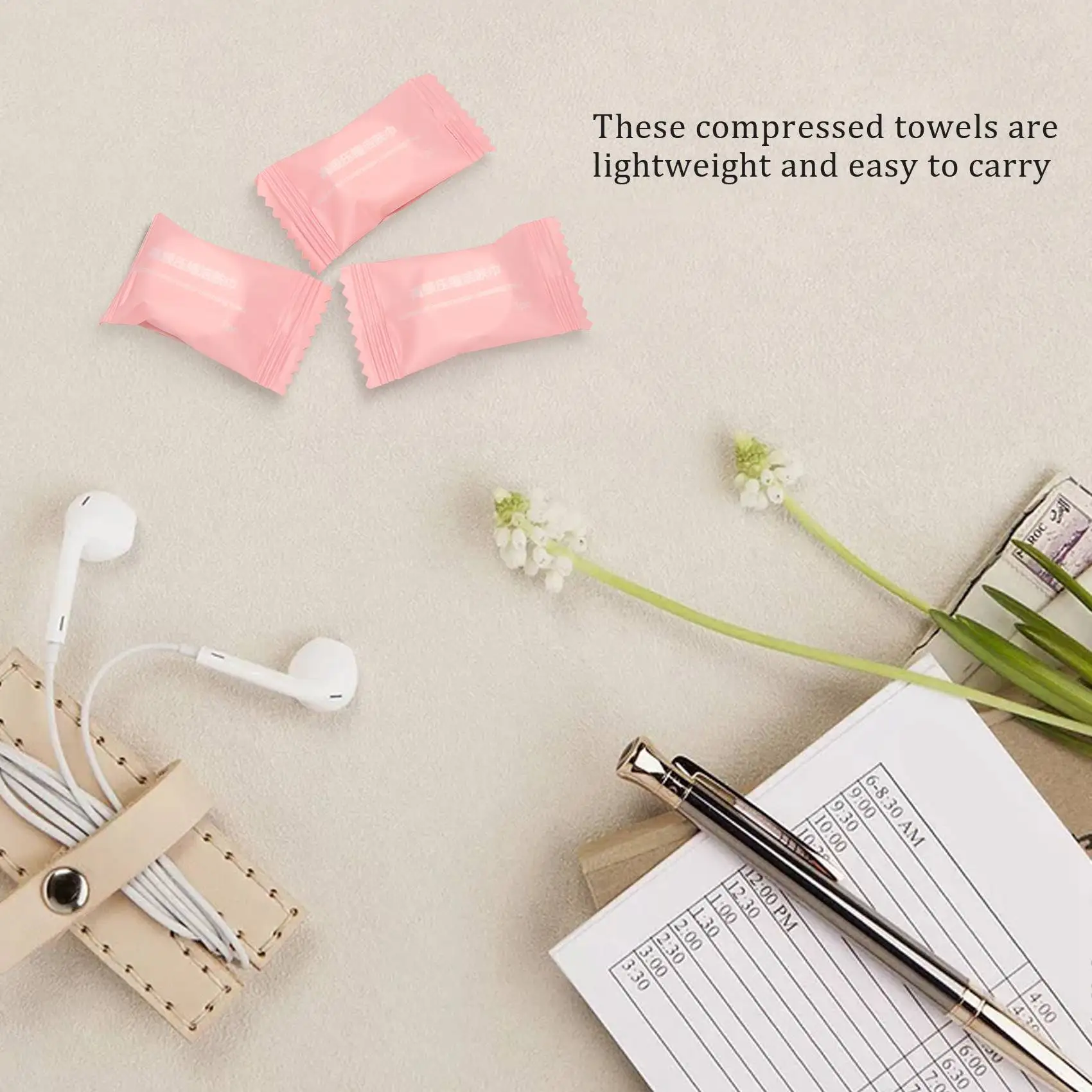 A74E-100 Pcs Compressed Towels Portable Disposable Compressed Cotton Coin Tissue Towel For Travel, Camping, Hiking
