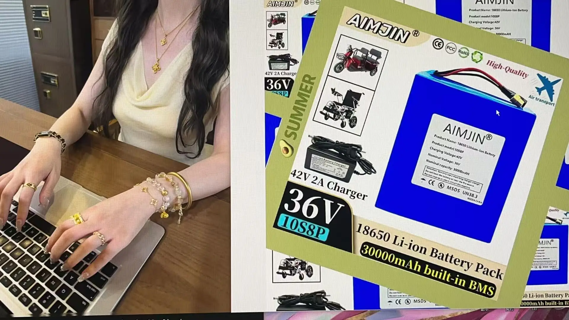 

36V 30000mAh 10S8P A-class lithium 18650 battery pack, 1500W high-power built-in BMS, suitable for various energy storage backup