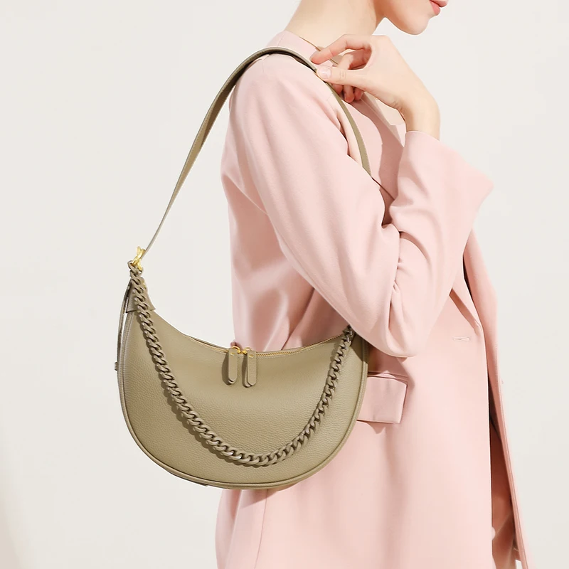 

2025 New Fashionable Genuine Leather Women's Shoulder Bag Crossbody Bag Elegant And Versatile Genuine Leather Dumpling Bag