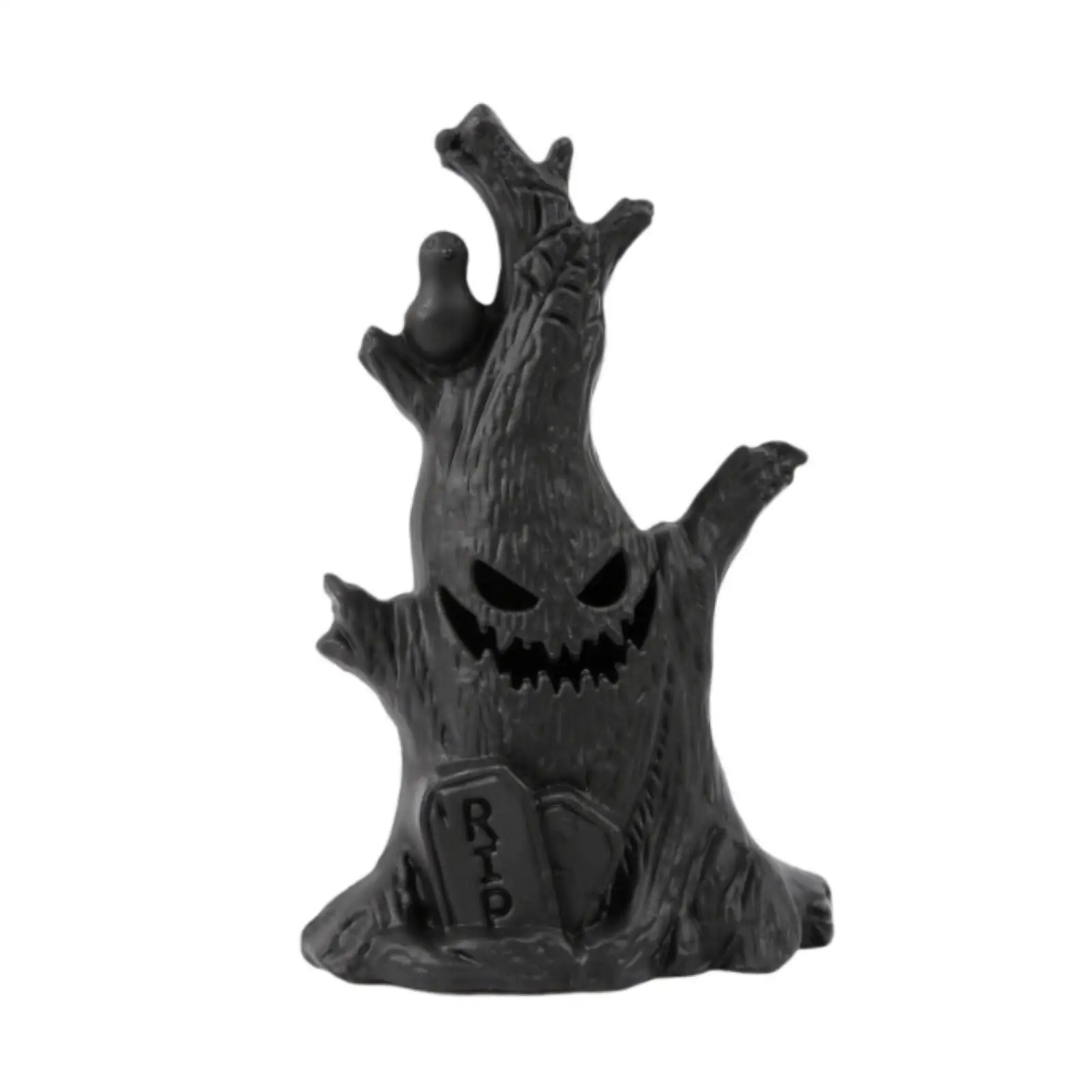Halloween Ghost Tree Stump Lighted Ornament Versatile Collectible Cute Lightweight for Home Table Plastic Sculpture 10x7.5x16cm