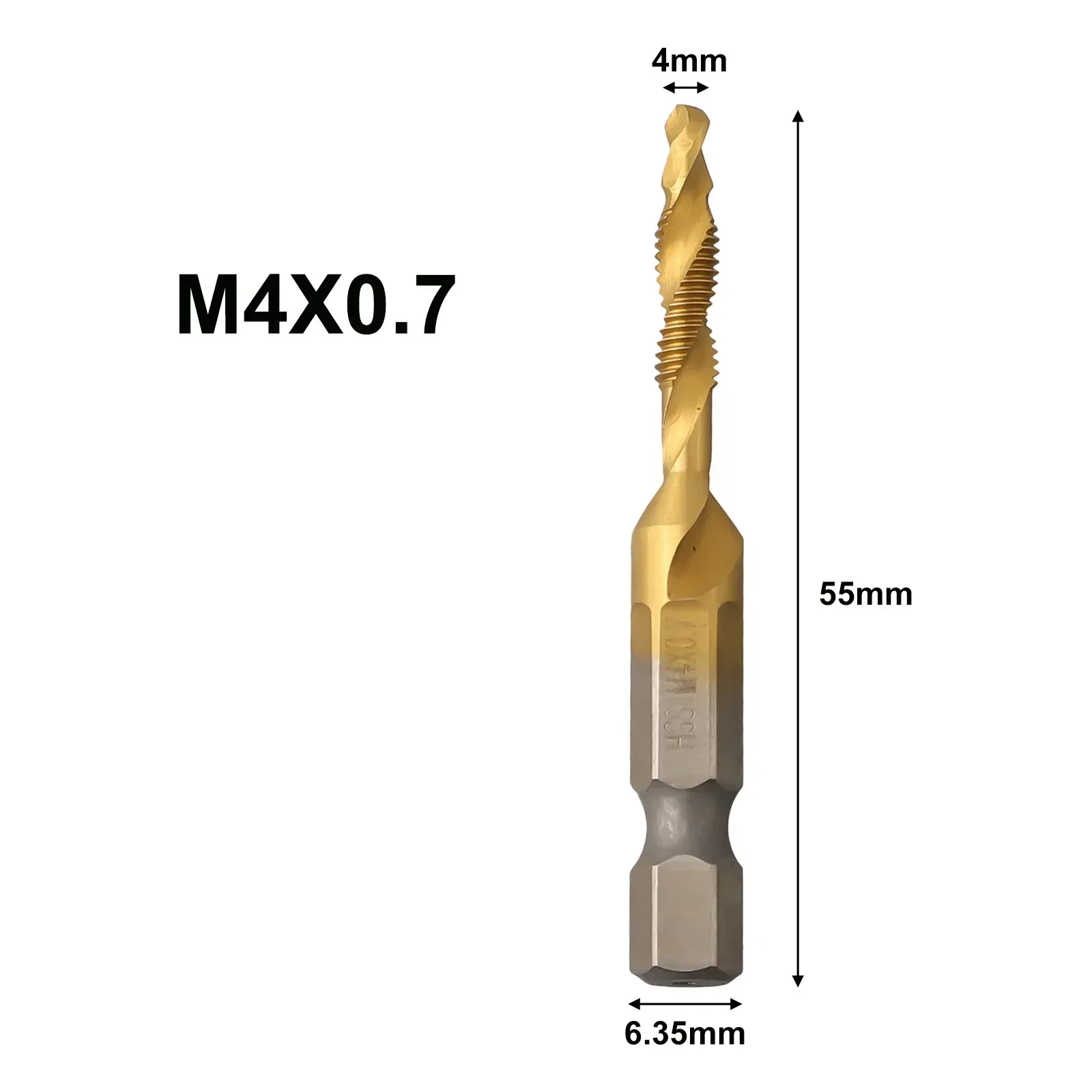 1pcs M3-M10 Tap Drill Compound Tap Bit Hex Shank Titanium Plated HSS Thread Metric Tap For Processing Wood Plastic Power Tools