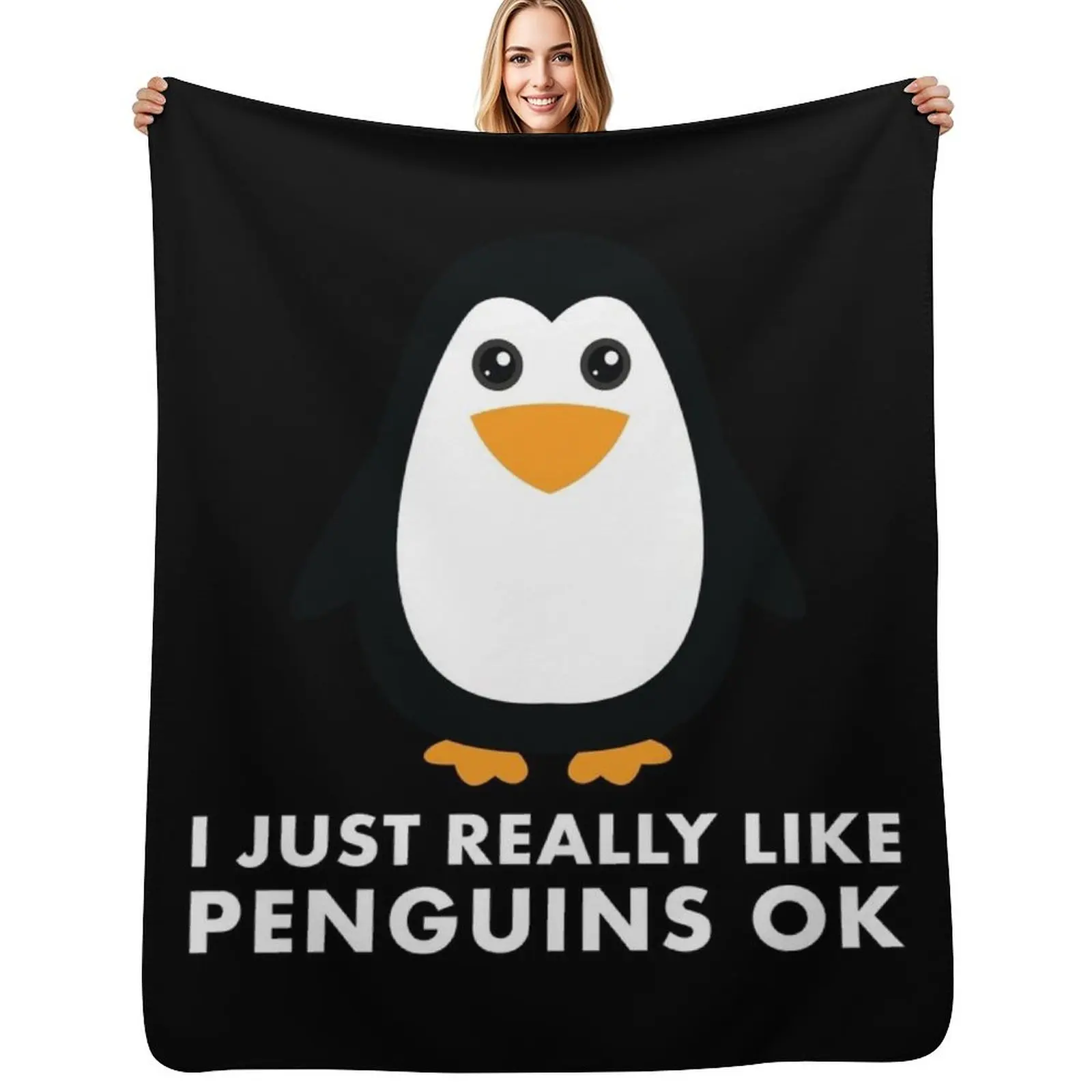 I Just Really Like Penguins OK - Penguin Gift Throw Blanket Plush Bed covers Single Soft Plaid Tourist anime Blankets