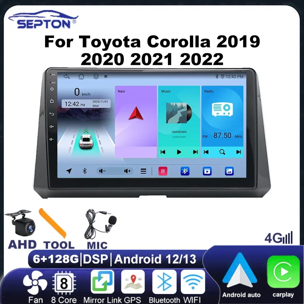 

SEPTON Android Car Radio Carpaly for Toyota Corolla 2019 2020 2021 2022 Navi GPS 4G Net Wifi Multimedia Player 2 Din Head Unit