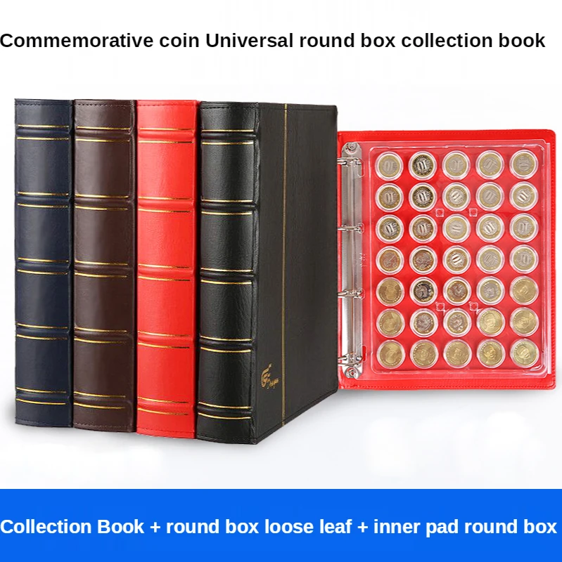 105 Pcs Leather Coin Album Coin Album for Coins Pockets Tokens Commemorative Coin Medallions Badges Collection Book