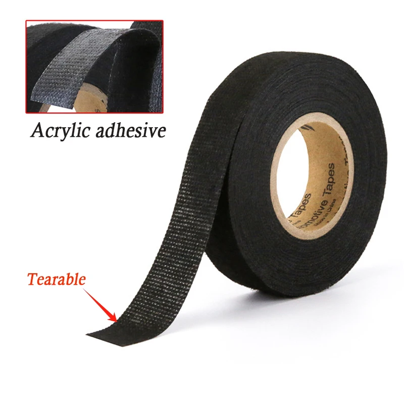 25/15M Heat-resistant Adhesive Cloth Fabric Tape For Automobile Cable Harness Wiring Loom Protection Electrical Insulation Tape