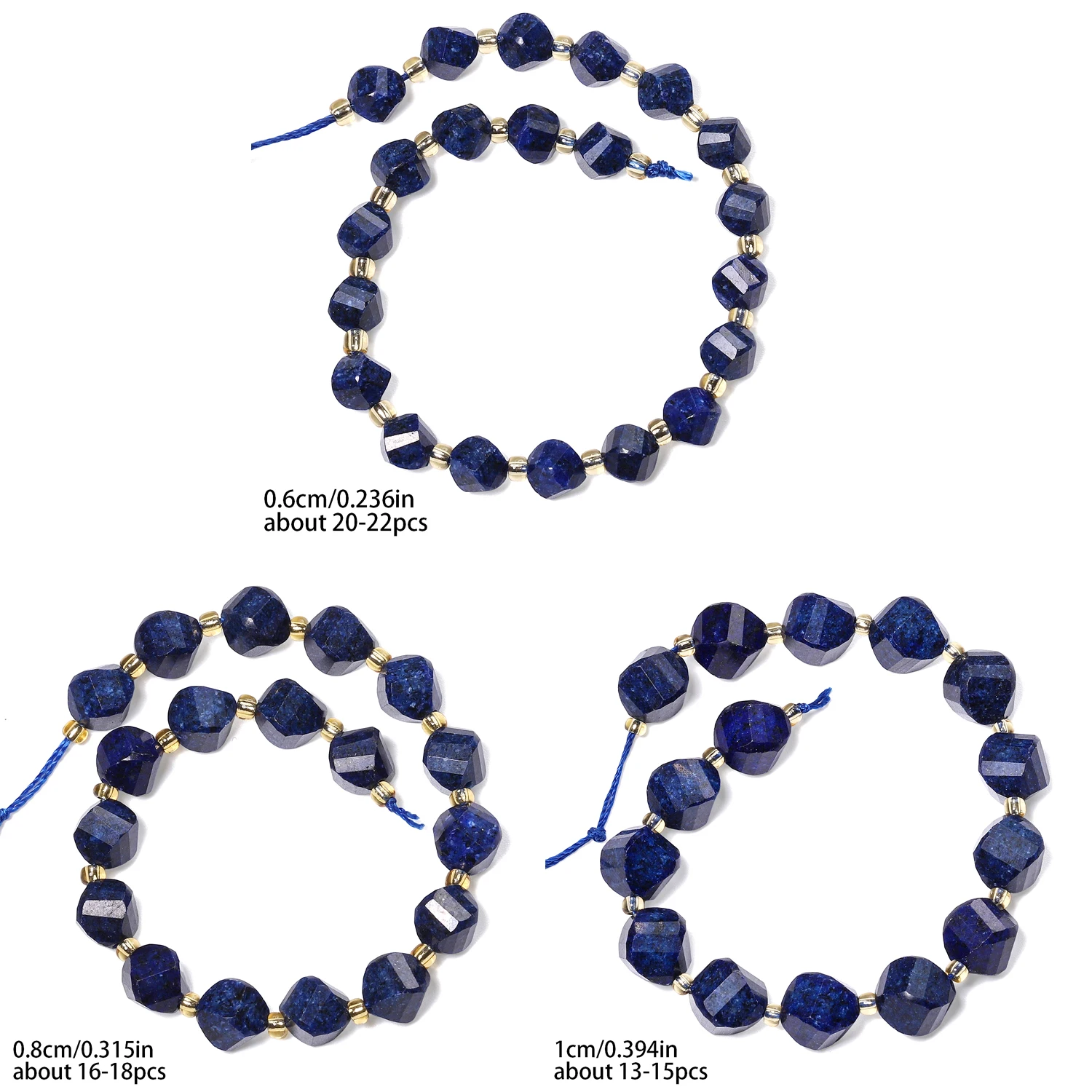 Wholesale 6-10mm Lapis Lazuli Stone Beads Faceted Twist Shape Loose Spacer Beads for Jewelry Making Diy Handicrafts Accessories