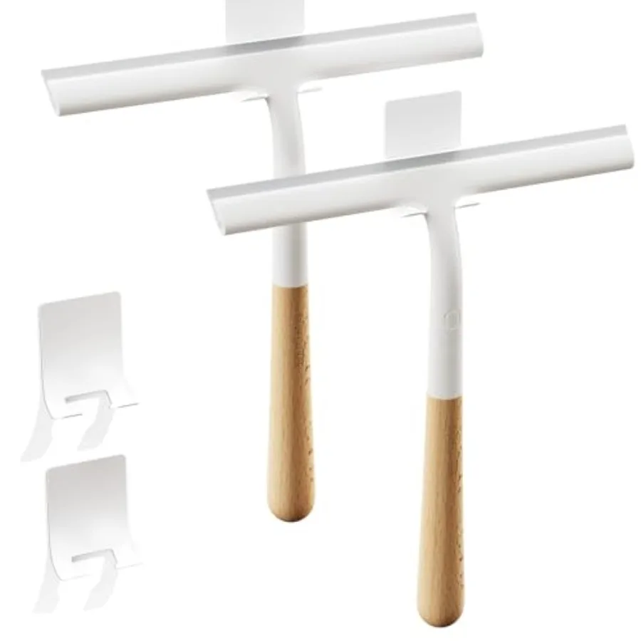 Silicone Shower Squeegee for Glass and Doors, Multi-Purpose Squeegee for Bathroom Shower/Windows/Glass/Door, Heavy Duty Scrubbe