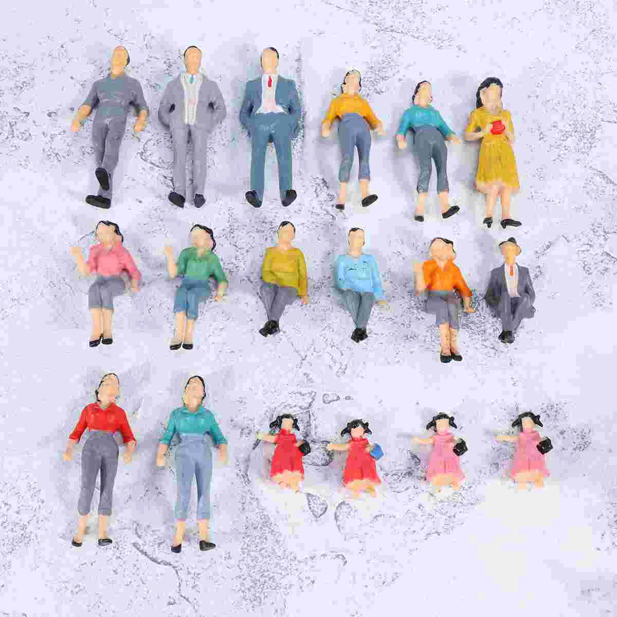 20 PCS Miniature Diorama Multicolor Painted Moulds Model Dollhouse Accessories People Figures