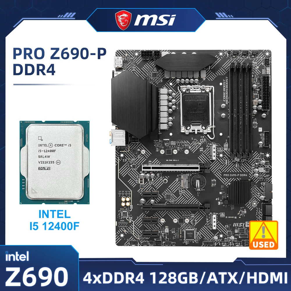 Intel Z690 Motherboard with i5-12400F cpu MSI PRO Z690-P DDR4 Motherboard socket LGA1700 support DDR4 128GB 14490F cpu M.2 ATX