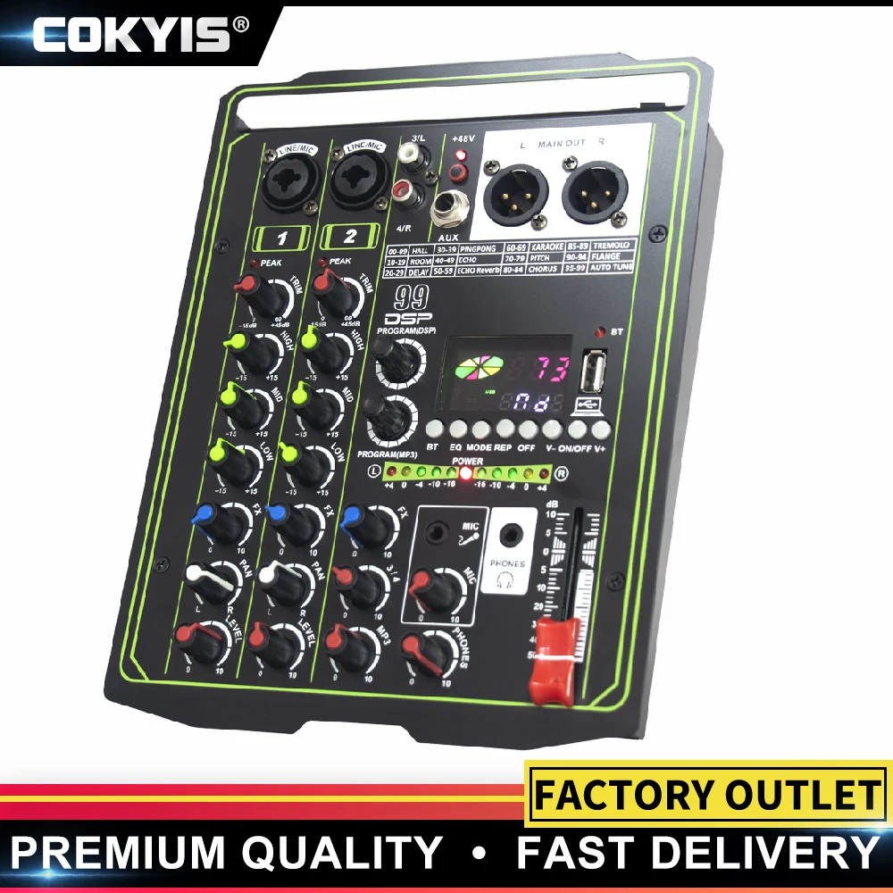 

Professional digital 4-channel mixer USB interface + 48V phantom power DSP effector ultra-low noise studio recording equipment