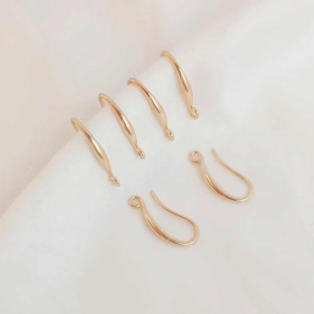14K مطلية بالذهب السلس الهلال على شكل أقراط الأذن السنانير مع حلقات معلقة Diy بها بنفسك شبه الانتهاء شرابة الأذن هوك أقراط اكسسوارات #1