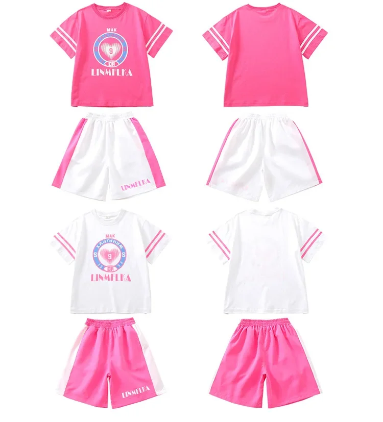 Children Cheerleading Performance Suit Girls Jazz Dance Hip-hop Clothes Students Short Sleeve New Summer Kids Sets Breatheable