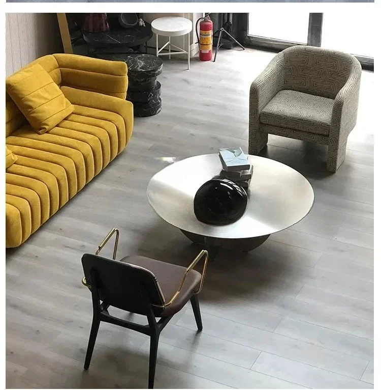 QQModern Light Luxury Designer Stainless Steel Plated Metal Planet Coffee Table Living Room Coffee Table
