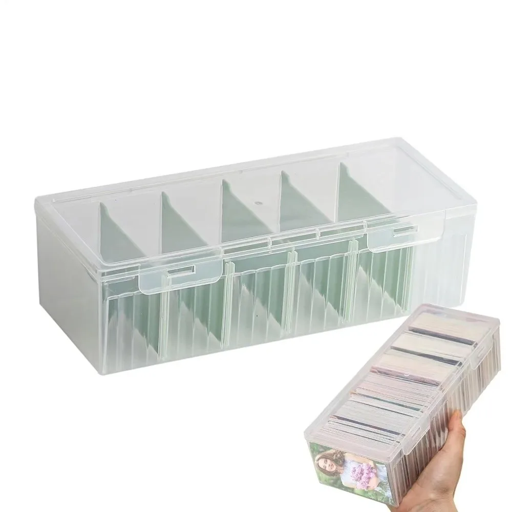 Clear Plastic Card Storage Box Compartmentalized Adjustable Dividers Card Organizer Box With Lid Dust Resistant