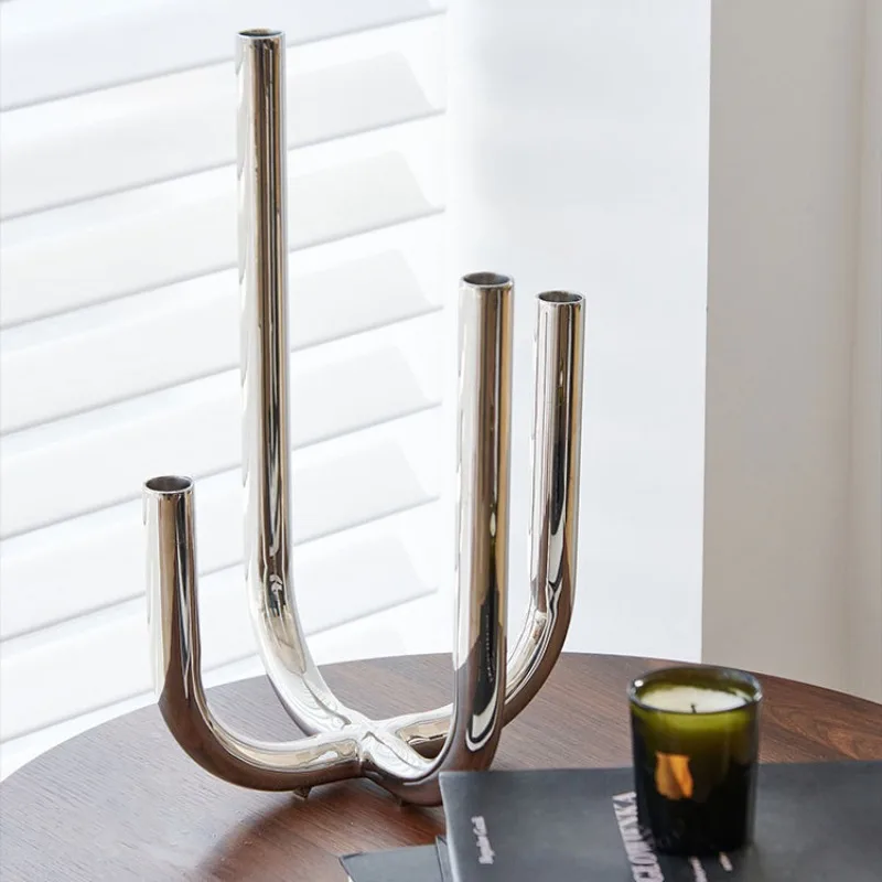 Modern Four Head Metal Candle Holders Creative Art Living Room Desktop Candle Holders Aesthetic Nordic Home Decor Accessories