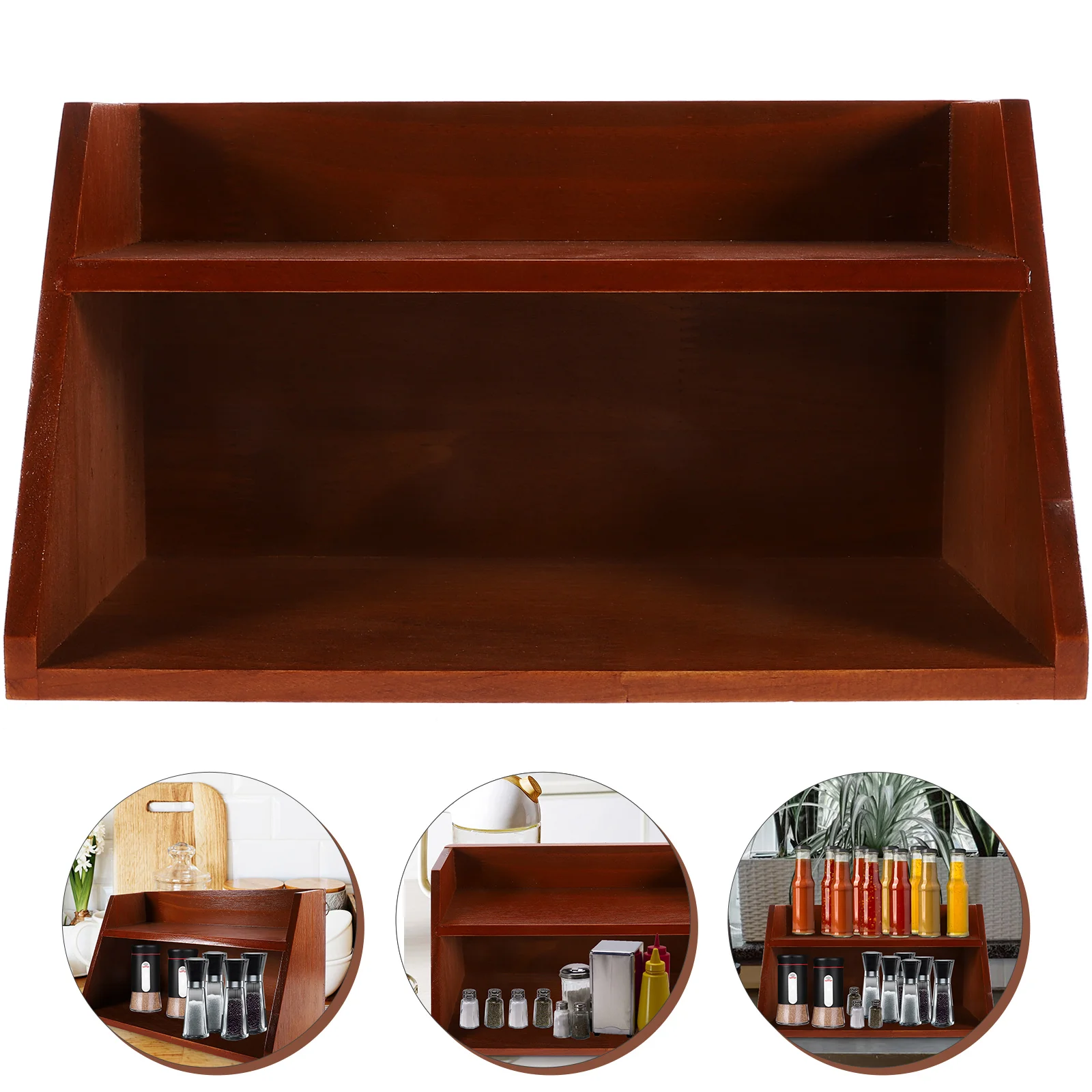 

Vintage Style Spice Rack Wooden Sturdy Organizer For Kitchen Cabinet Pantry Bathroom Tiered Shelf Storage Rack