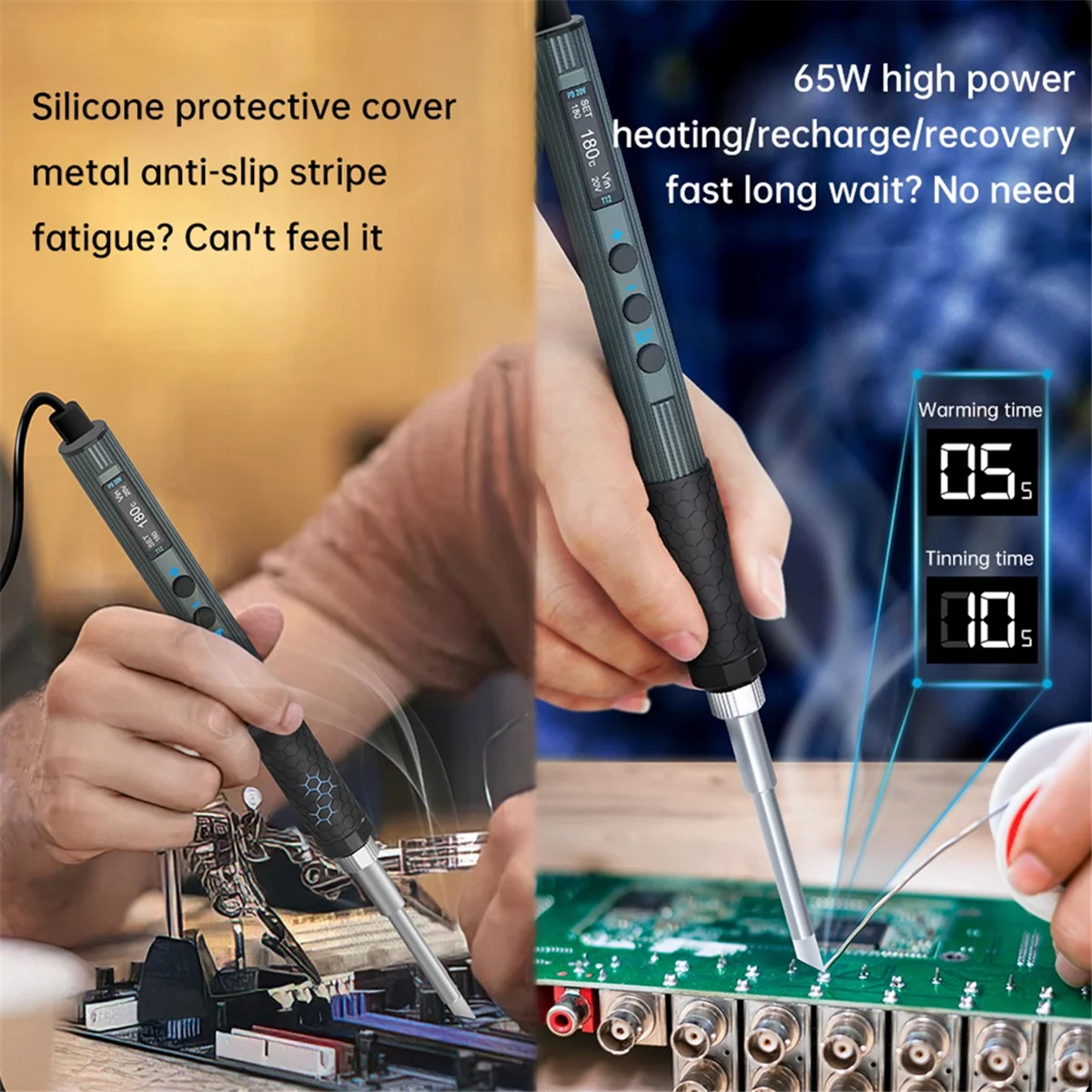 

A72Z 65 Вт портативный электрический паяльник T12 PD QC быстрый нагрев паяльная ручка калибровка температуры регулировка напряжения