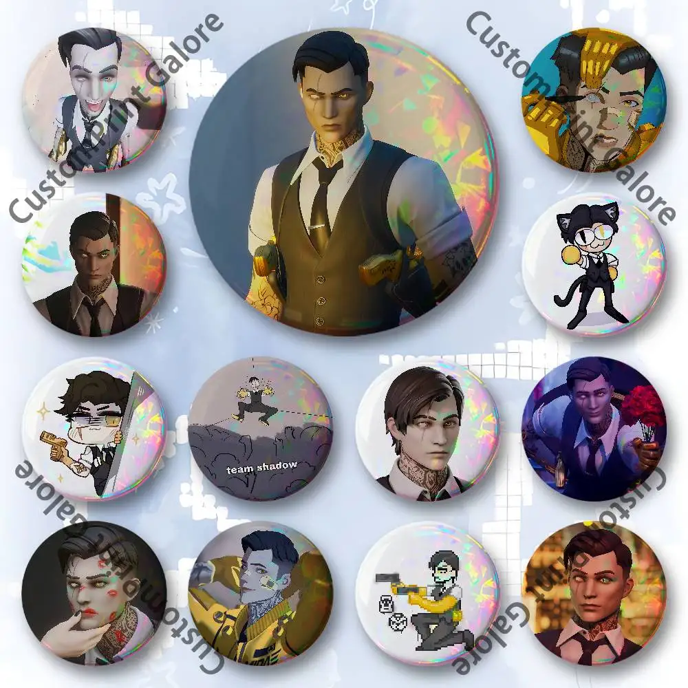 

M-Midas Golden Badges 58 44 32 75 25 mm Enamel Pin Tinplate Round Brooch Cosplay Nijigen Otaku Culture