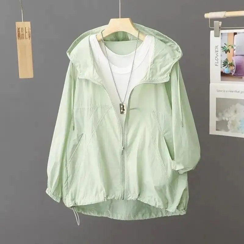 Women Summer Outdoor Casual UV-resistant Coat Girls Hooded Sun-protection Jacket Girl Loose Fit Cardigan Sun Protection Clothing