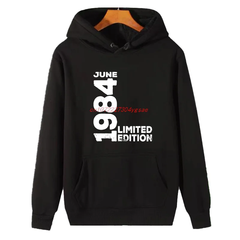 

Модная зимняя толстовка с капюшоном, июнь 1984 года, подарки на день рождения, графические толстовки с капюшоном, толстый свитер, толстовка с капюшоном, подходящая мужская одежда