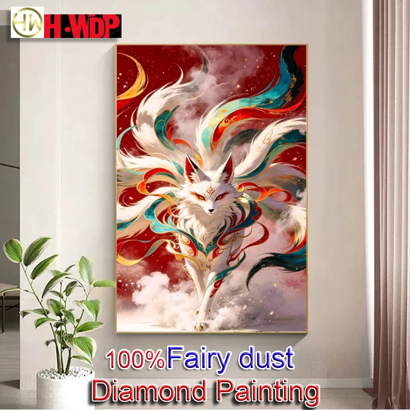 100% Fairy Dust Diamond Painting Kits Fox Square Mosaic Embroidery Wall Art Animal Cross Stitch Diamond Art Full Crystal Decor