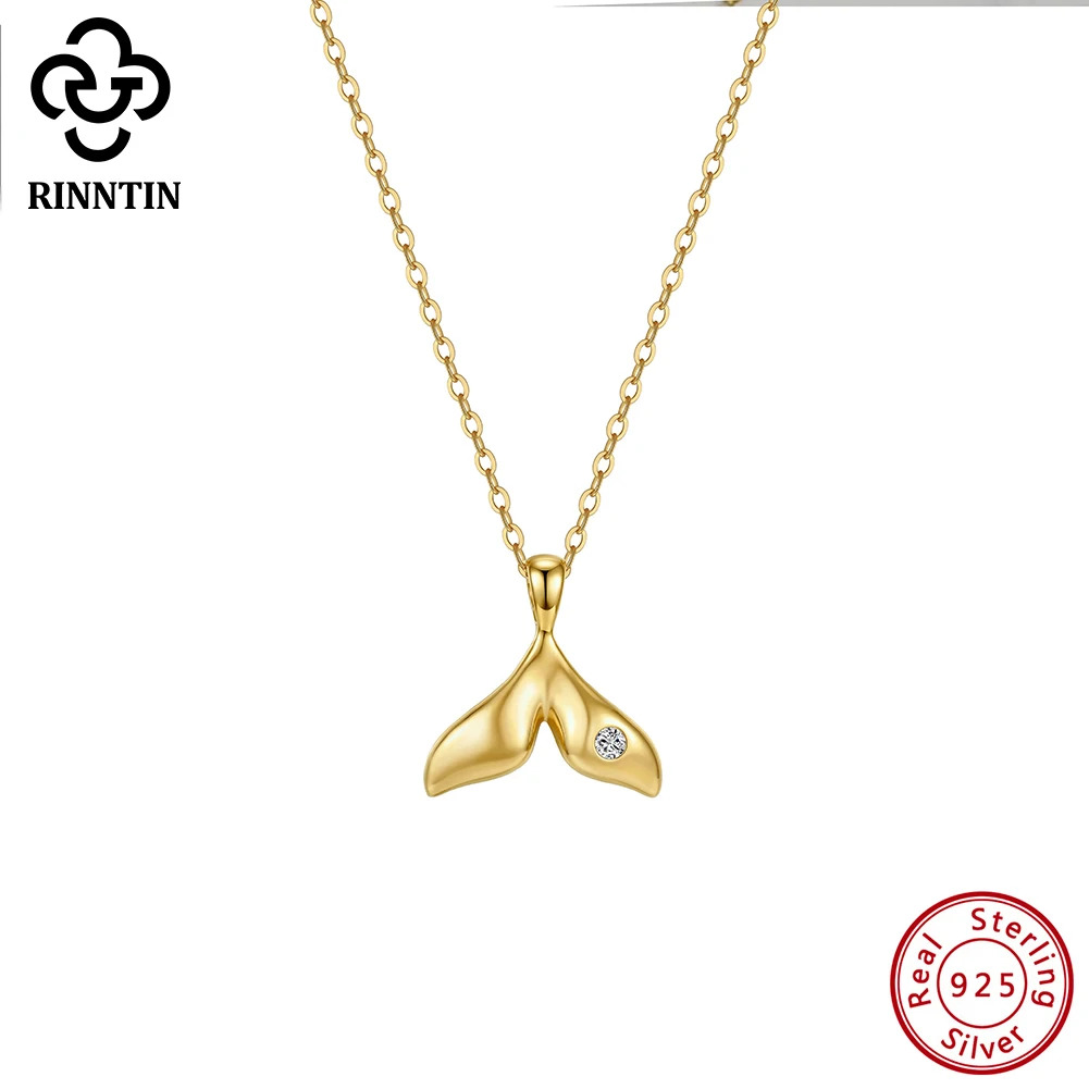 

Rinntin 925 Sterling Silver Ocean Mermaid Tails Pendant Necklace for Women Elegant Neck Chain Jewelry Collection Gift APN64