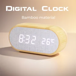 Digital Alarm Clock with Temperature Wooden Table Clocks for Bedroom Office Decoration Bamboo Material Niditon