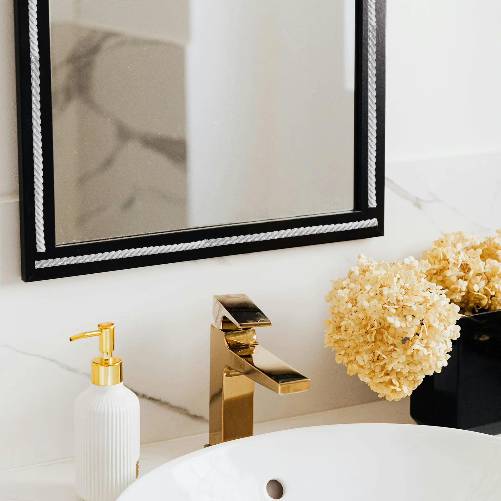 

1 Roll Pu Decorative Trim Splashproof Peel Stick Molding For Wall Ceiling Bathroom Mirror Edge Flexible Self Adhesive Trim