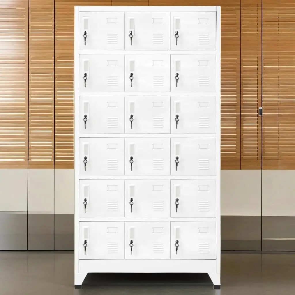 18-Compartment Metal Locker Cabinet - Durable Storage Solution 35.4x15.7x70.9 Inches