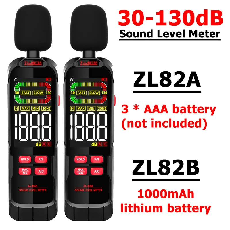 Battery/Rechargeable Digital Sound Level Meter Audio Level Meter Sound Meter 30-130dB Decibel Monitor Meter Portable Noise Meter