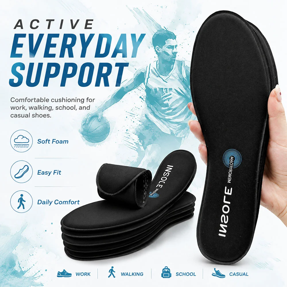 Soft Running Insoles Memory Foam Orthopedic Shock Absorption Deodorization Plantar Fasciitis Relief Sport Cushion KOTLIKOFF