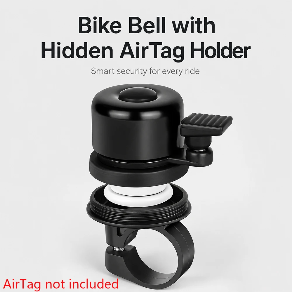 MTB Fahrradklingel für Airtag, Aluminium MTB Fahrrad Sicherheitswarnung Alarm Fahrradlenker-Klingel Fahrradhorn Fahrradzubehör