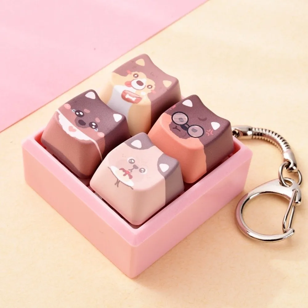 4-Tasten-Welpen-Tastenkappen-Schlüsselanhänger, Kawaii-Entspannungstasten-Fidget-Schlüsselanhänger, kreatives, tragbares mechanisches Tastatur-Set, Geschenk für Freunde – Detail 11