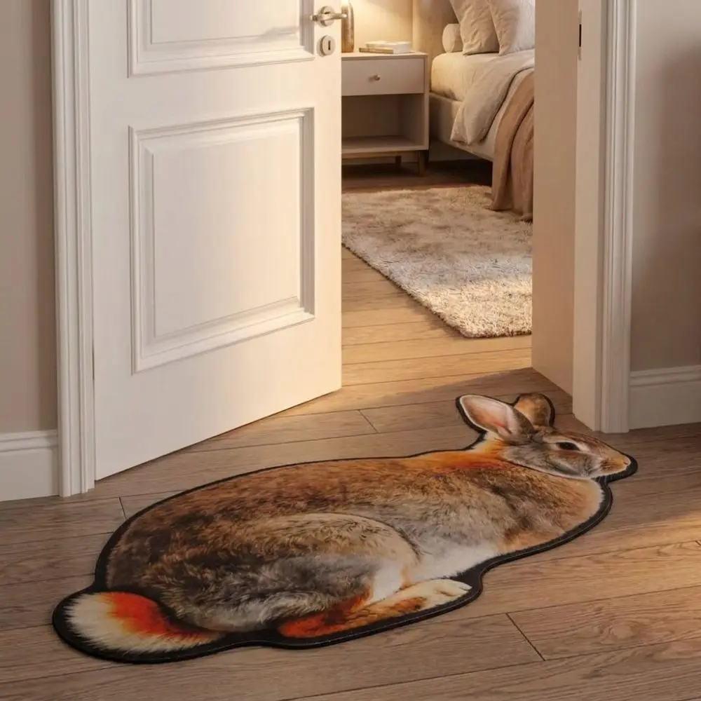 Cute 2D Rabbit-Shaped Area Rug Non-Slip Anti-fouling Home Decor Carpet Easy To Clean Cartoon Carpet Bedrooms