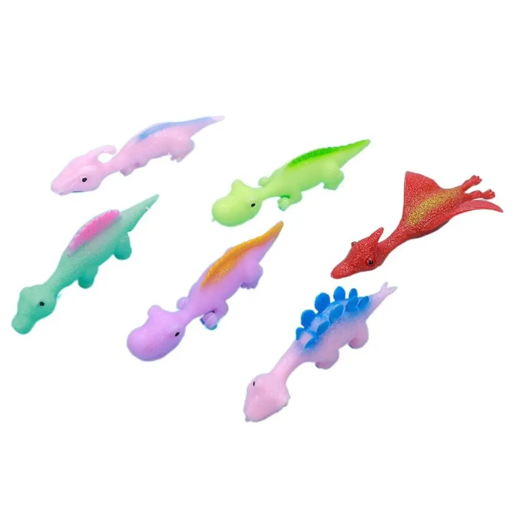 5pcs Plastic Launch Dinosaur Dinosaur Sticky Finger Ejection Dinosaur Fun Tricky Durable Flying Dinosaur Finger Children Gift