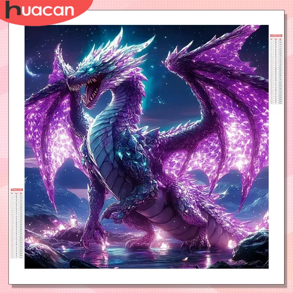HUACAN Diamant-Malerei-Set, Drachen-Tier, voller Bohrer, 5D-Diamant-Mosaik, komplettes Set für Zuhause, Schlafzimmer, Wandkunst