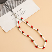 2023 Trendy Mobile Strap Phone Charm Cherry Beaded Phone Chain Jewelry For Women Anti-Lost Lanyard Gift Keychain Wholesales