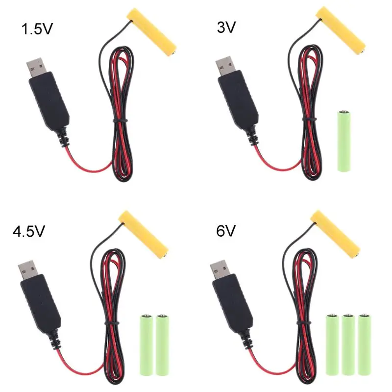 

LR03 AAA Battery Eliminator USB Power Supply Cable Replace 1 to 4pcs 1.5V AAA Battery For Electric Toy Flashlight Clock