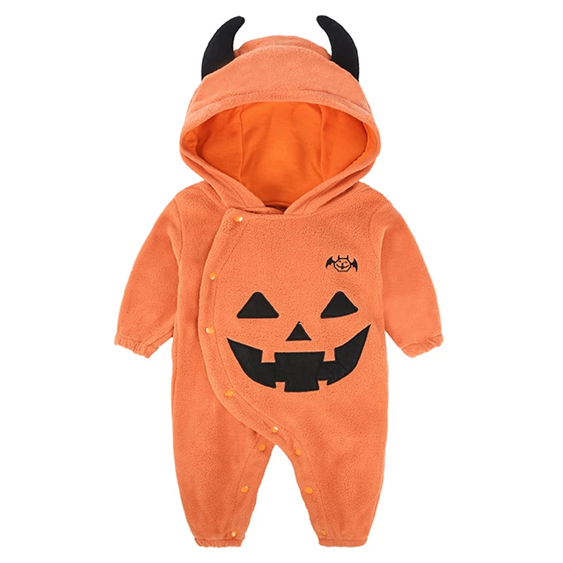 Cute Halloween Baby Romper Fashion Pumpkin Demon Infant Girl Jumpsuit Party Cosplay Costume 3 6 12 18 24 Months Baby Boy Clothes