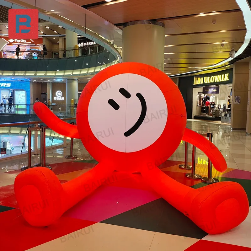 Decoração do dia dos namorados inflável sorriso rosto homem vermelho dos desenhos animados grande bola boneca presente de aniversário decoração de atração turística