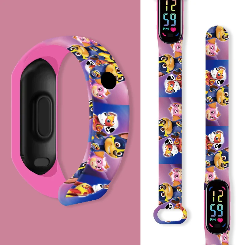 Paw patrol-led relógio esportivo para menino e menina, pulseira casual, silicone, smart, touch screen, eletrônico, moda