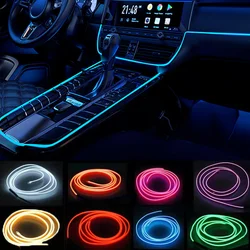 Car LED Strip EL Wire Rope Tube USB Switch Cigarette Car Ambient Light Neon Light Garland Decoration Flexible Led Tube Auto Led