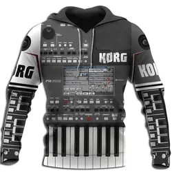 Nuevo patrón de Piano Sudadera con capucha de música impresa en 3D nueva moda de primavera y otoño jersey para hombre patrón de nota Musical Top de gran tamaño