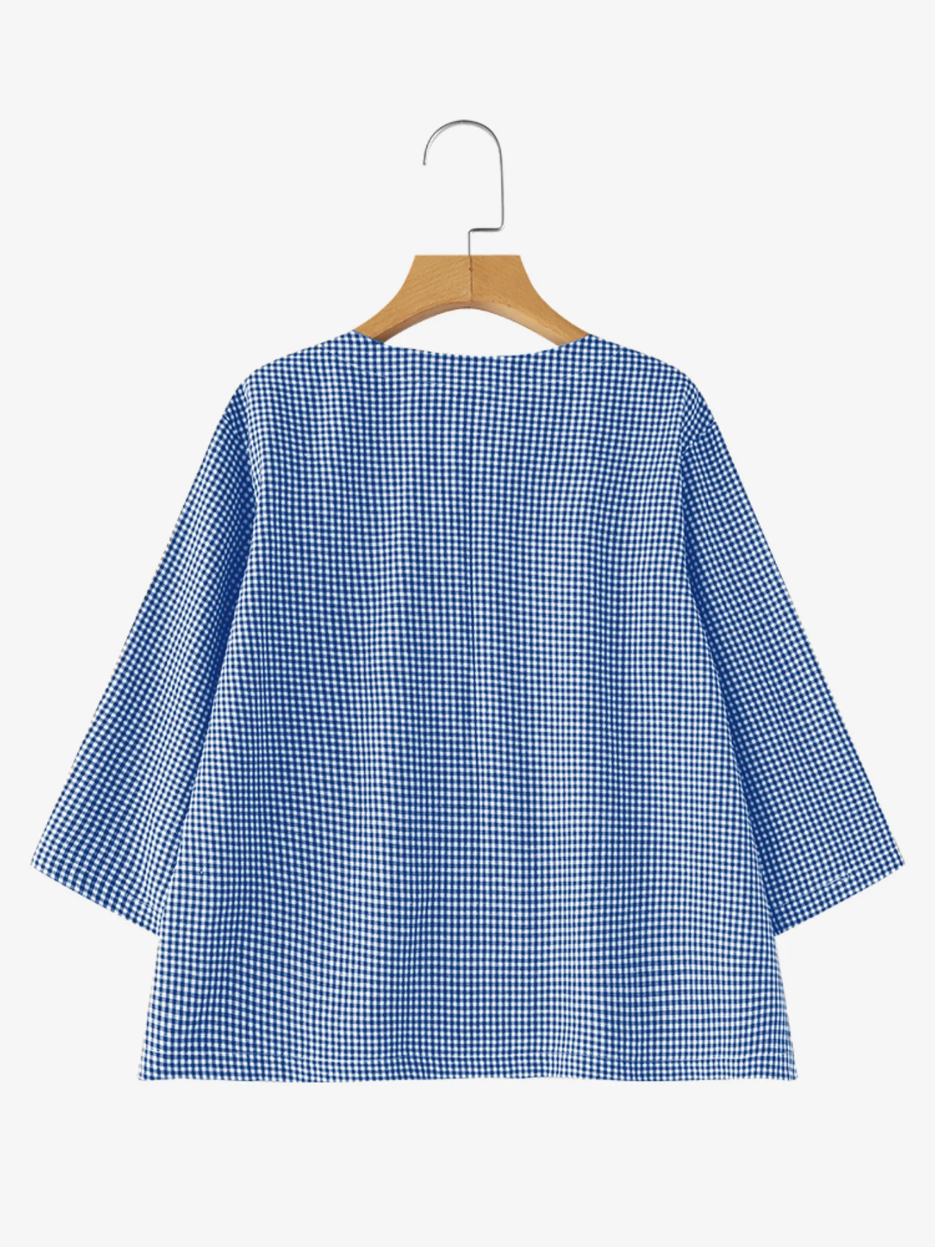 เสื้อเชิ้ตแฟชั่นทรงทูนิคลำลองสำหรับผู้หญิง แบรนด์ ZANZEA รุ่นฤดูใบไม้ร่วง 2025 ลายตาราง พิมพ์ลาย มีกระเป๋าเสื้อ แขนสามส่วน คอทรงกลม เสื้อผู้หญิง