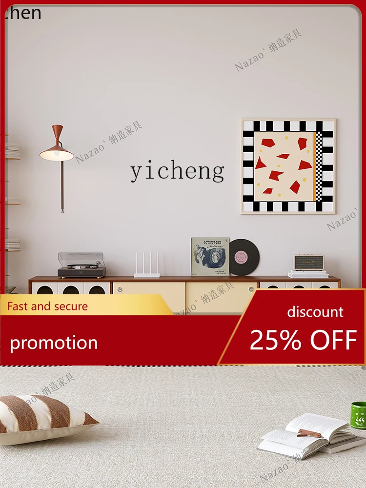 

ZML Solid Wood TV Cabinet Living Room Home Storage Cabinet Small Apartment Retro Floor Cabinet